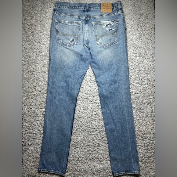 Hollister Jeans Mens 34 x 34 The Skinny Light Wash Button Fly Distressed Grunge - Picture 4 of 4
